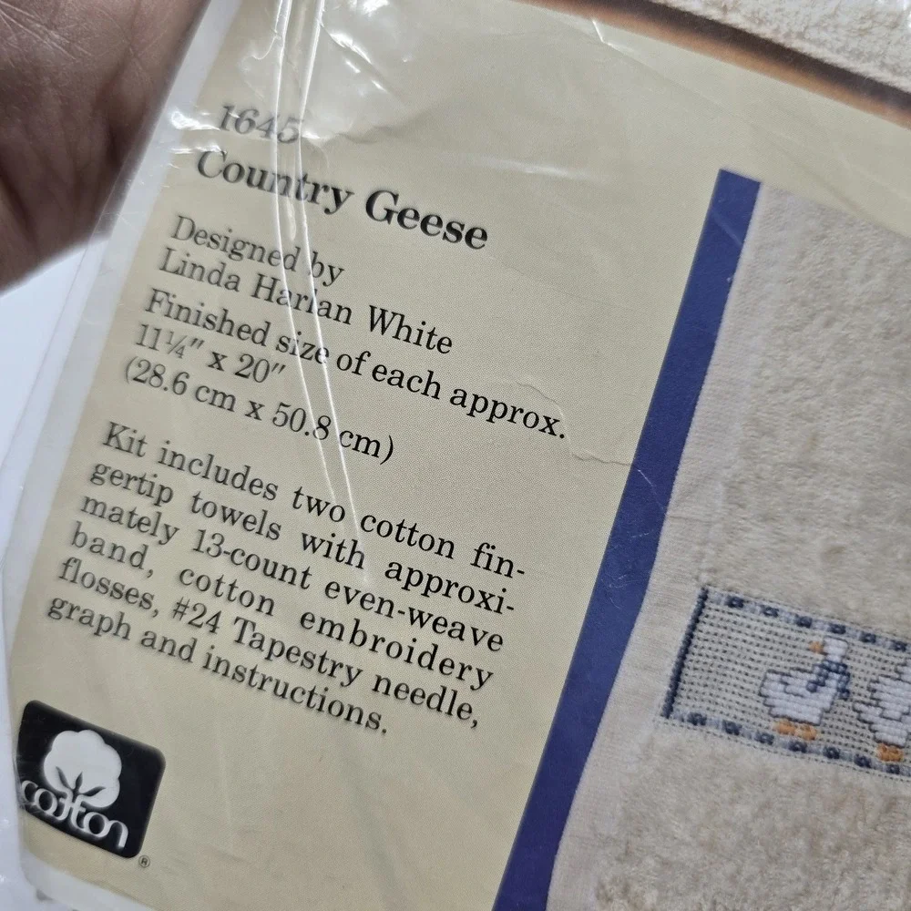 Vintage Creative Circle #1645 Country Geese Cross Stitch Hand Towel Kit 70s 80s